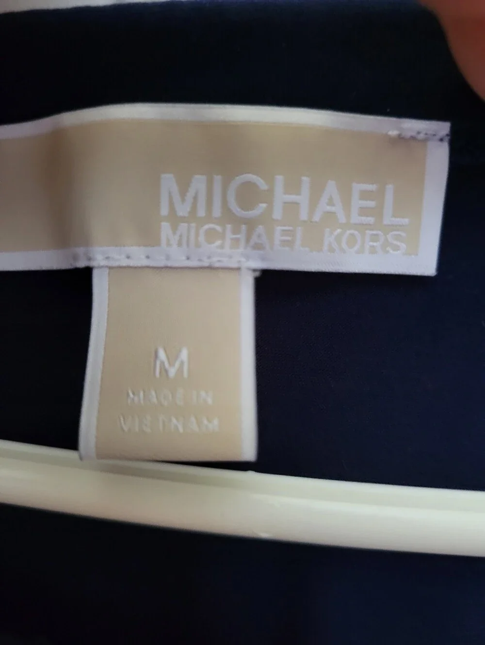 Michael Kors Navy Blue Long Sleeve Blouse with Gold Chain Detail